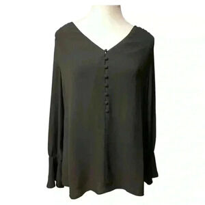 White House Black Market Button Front V Neck Blouse Size Small